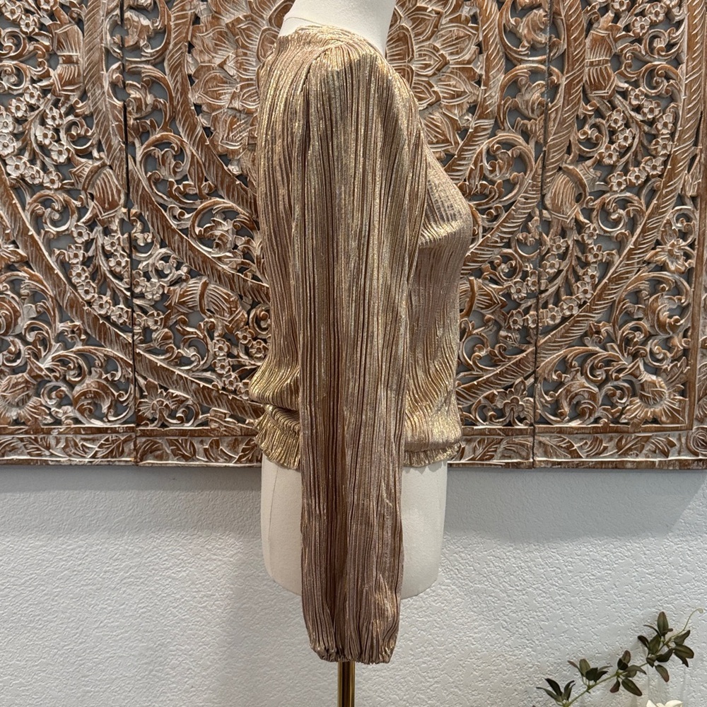 Chenault Gold Crinkle Party Blouse - Picture 8 of 13